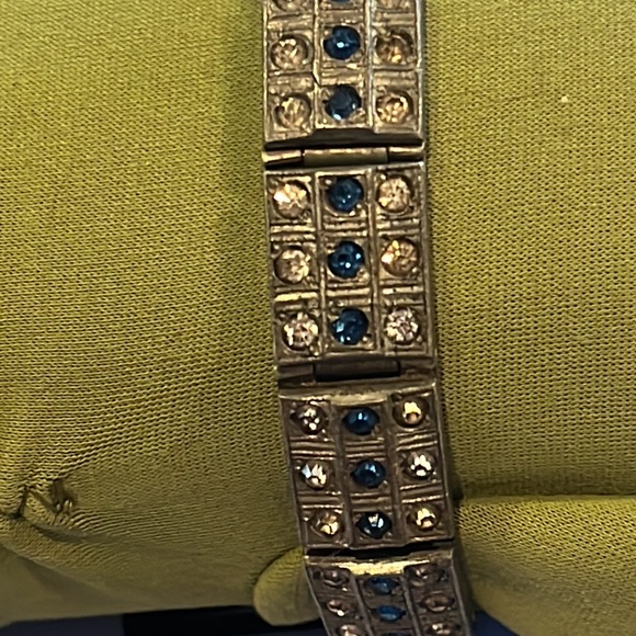 ALLCO Art Deco paste blue and clear stones Bracelet - Picture 4 of 12